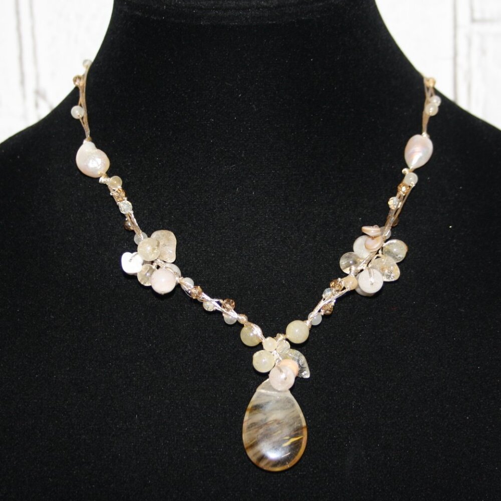 🌿 Gold Cord & Natural Stone Necklace · 16–18" · Earthy Glow ✨